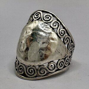 Or Paz Israel Hammered Ring Scroll Edge Modern Design Sterling Silver 925 Sz 10
